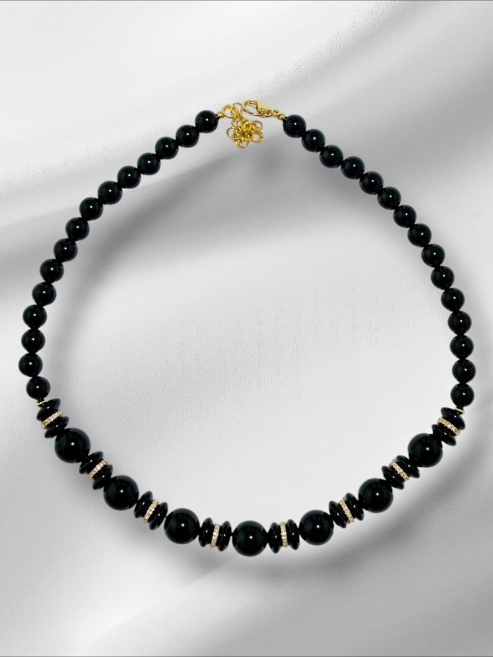 Natural Onyx Necklace with Cubic Zirconia accents